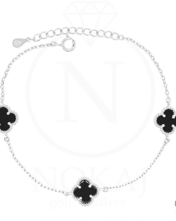 Srebrna Narukvica Black Triple Clover