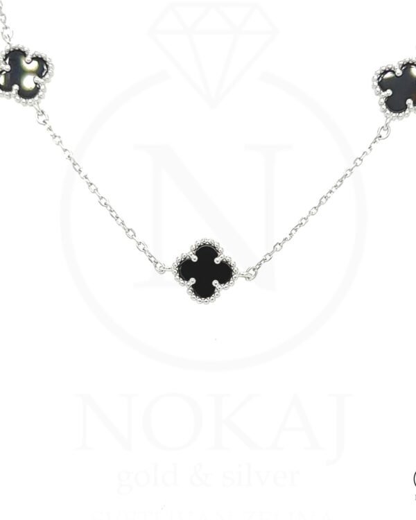 Srebrna Ogrlica Black Triple Clover