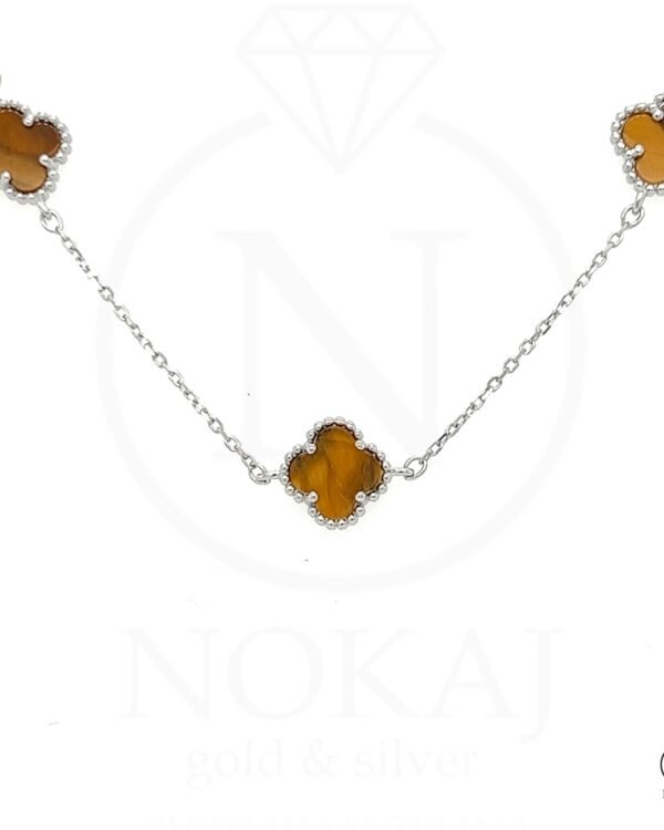 Srebrna ogrlica Brown Triple Clover