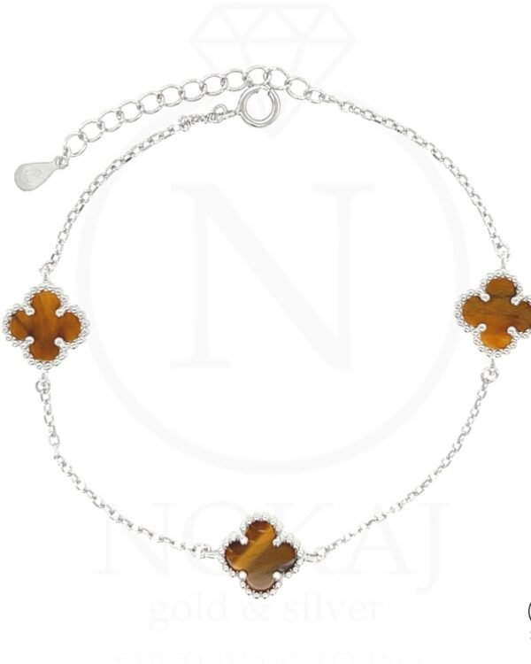 Srebrna narukvica Brown Triple Clover