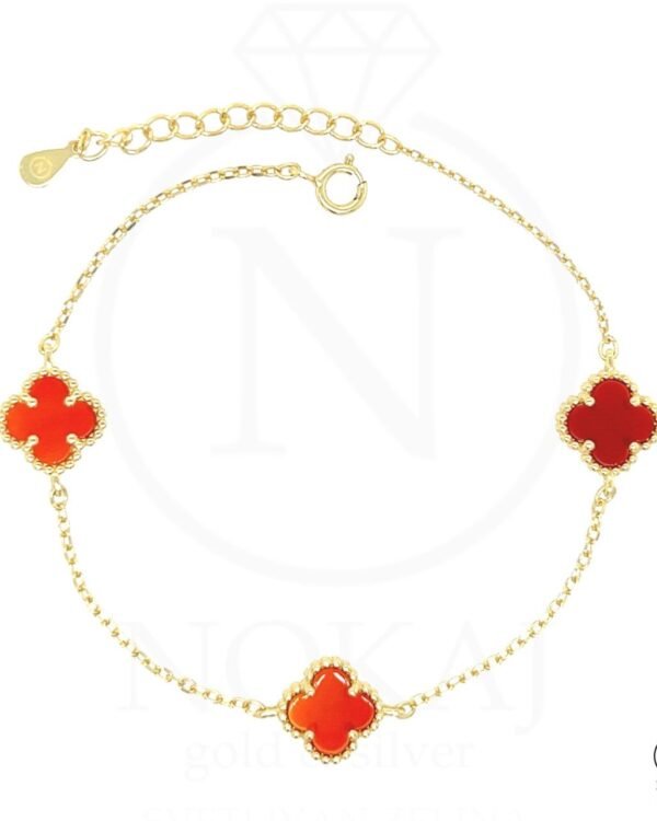 Srebrna narukvica Ruby Triple Clover
