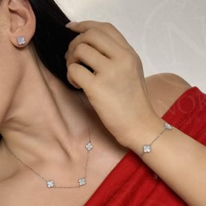 Srebrni komplet Mother of Pearl Clover