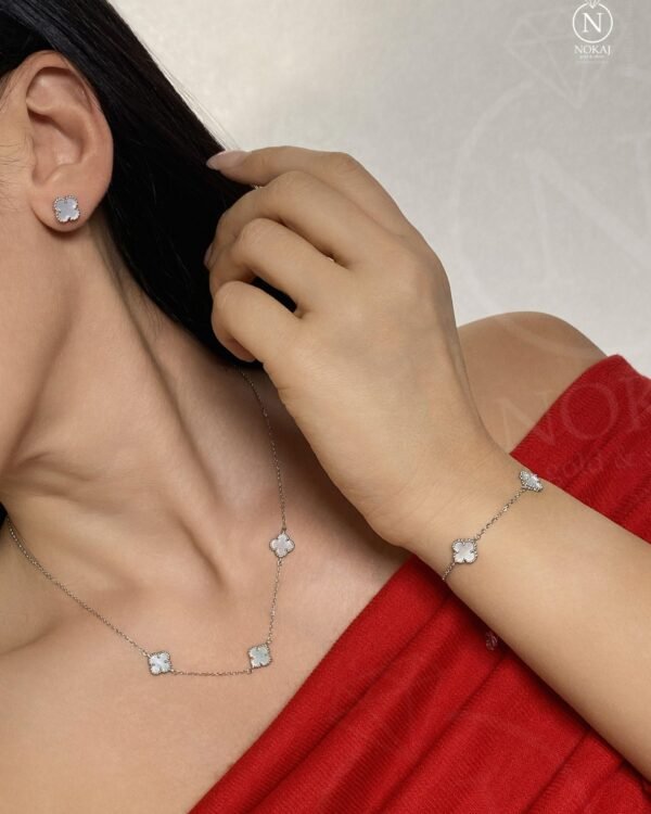 Srebrni komplet Mother of Pearl Clover