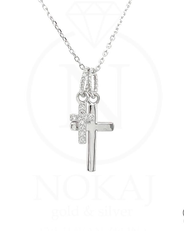 Srebrna ogrlica s dvostrukim križem