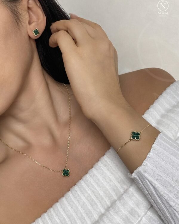 Srebrni komplet Emerald Clover