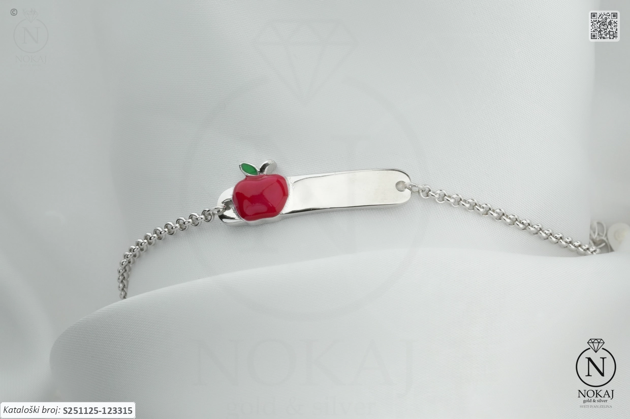 SREBRNA DJEČJA NARUKVICA - JABUKA (S251125-123315)