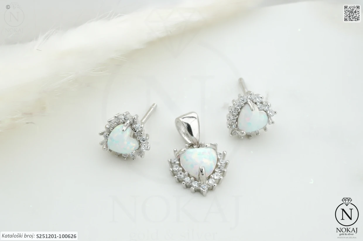 SREBRNI KOMPLET S OPALOM - SRCE (S251201-100626)