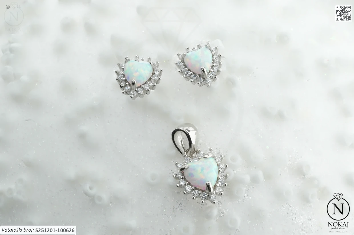SREBRNI KOMPLET S OPALOM - SRCE (S251201-100626) - Slika 2