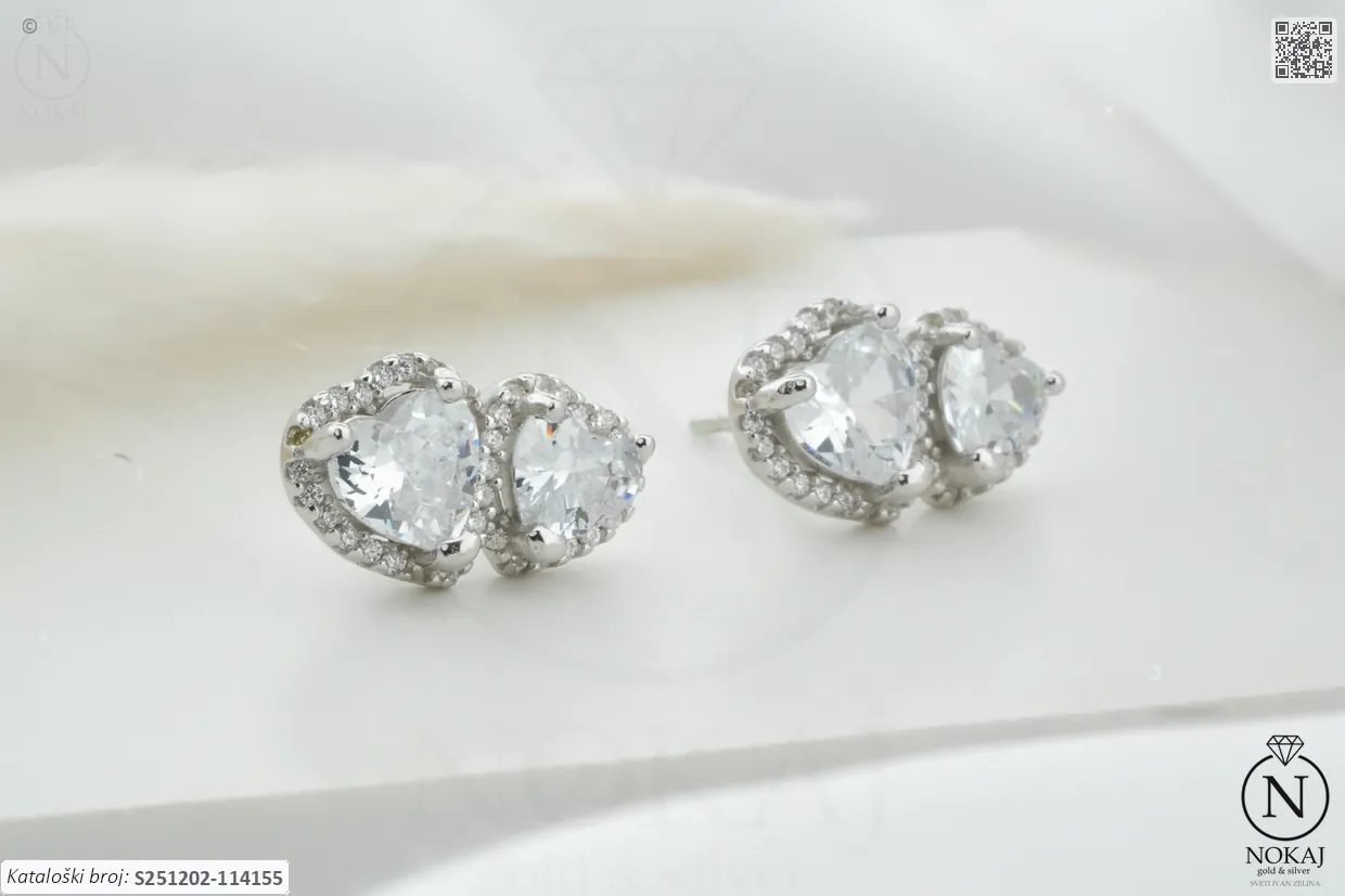 SREBRNE NAUŠNICE S CIRKONIMA - SRCE (S251202-114155)