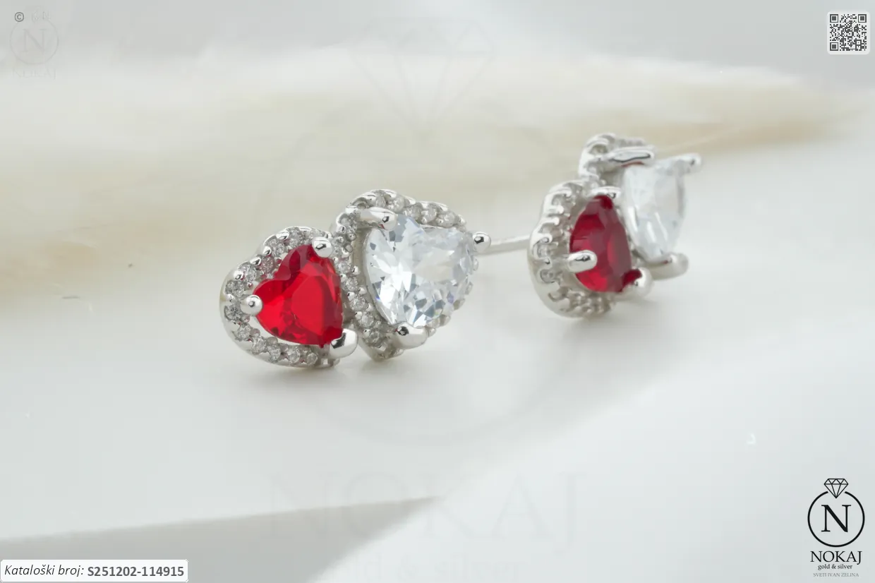 SREBRNE NAUŠNICE S CIRKONIMA - SRCE (S251202-114915)
