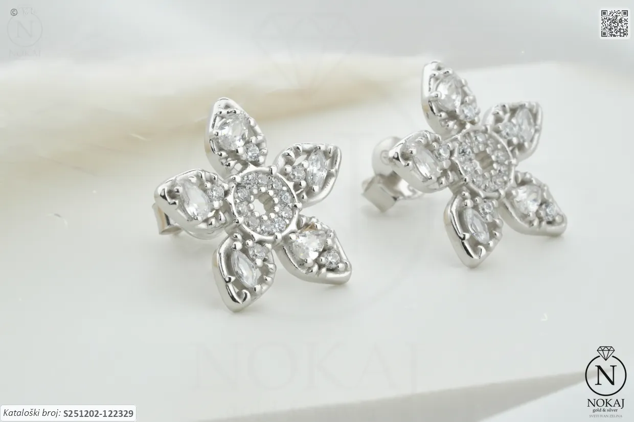 SREBRNE NAUŠNICE S CIRKONIMA - CVIJET (S251202-122329)