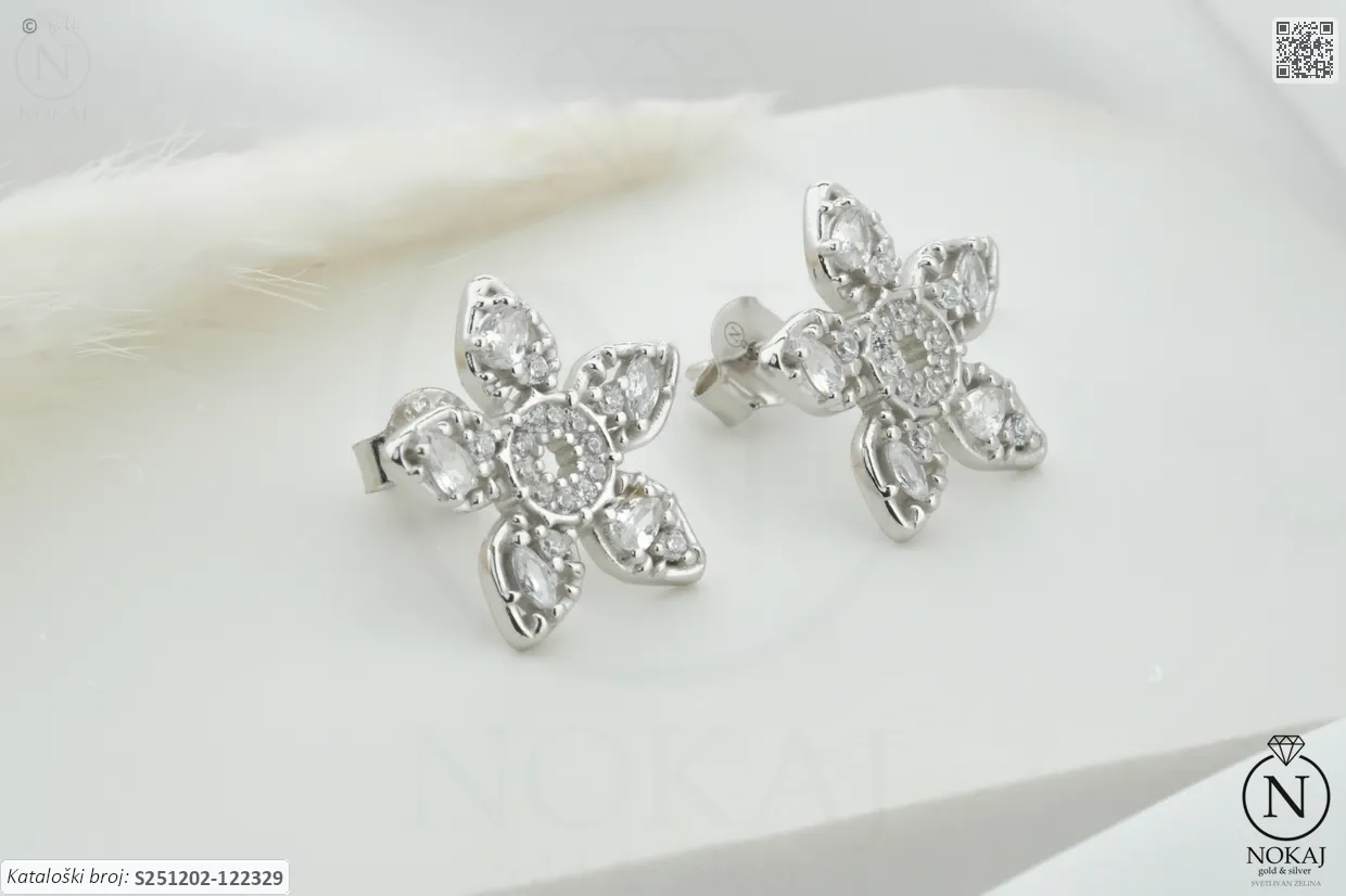 SREBRNE NAUŠNICE S CIRKONIMA - CVIJET (S251202-122329) - Slika 2