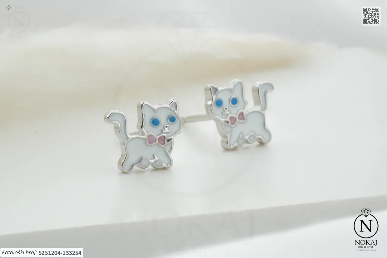 SREBRNE DJEČJE NAUŠNICE - MAČKA (S251204-133254)