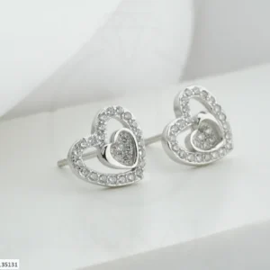 SREBRNE NAUŠNICE S CIRKONIMA - SRCE (S251204-135131)