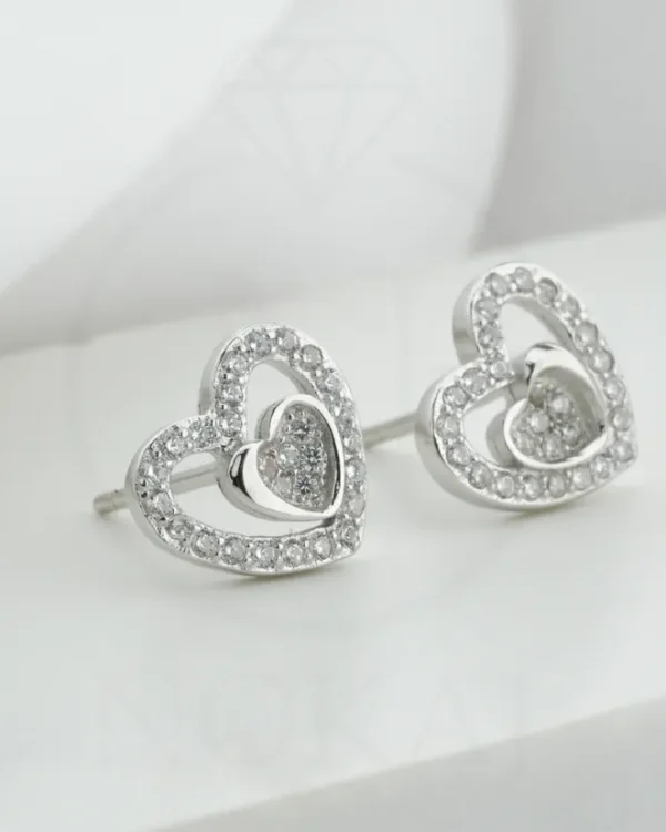 SREBRNE NAUŠNICE S CIRKONIMA - SRCE (S251204-135131)