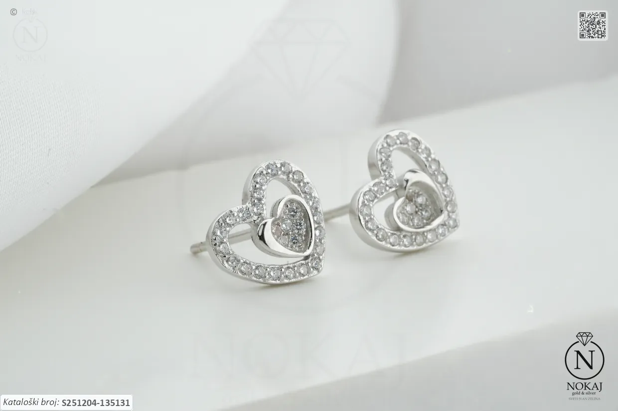 SREBRNE NAUŠNICE S CIRKONIMA - SRCE (S251204-135131)