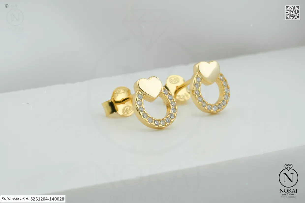 SREBRNE NAUŠNICE S CIRKONIMA - SRCE (S251204-140028)