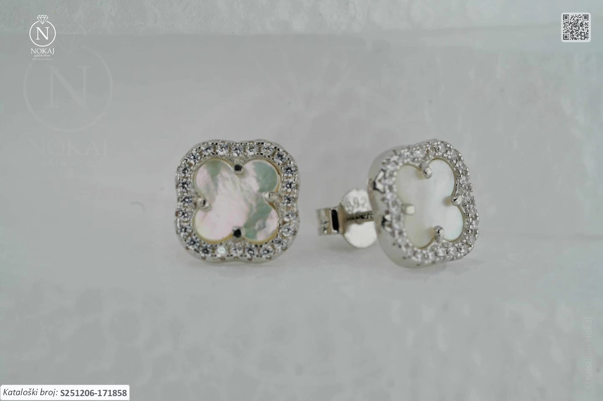 SREBRNE NAUŠNICE S CIRKONIMA - DJETELINA (S251206-171858)