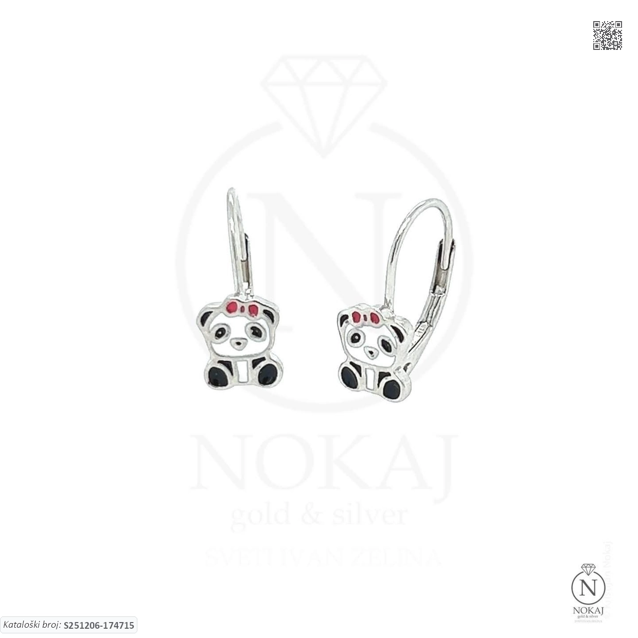 SREBRNE DJEČJE NAUŠNICE - PANDA (S251206-174715)