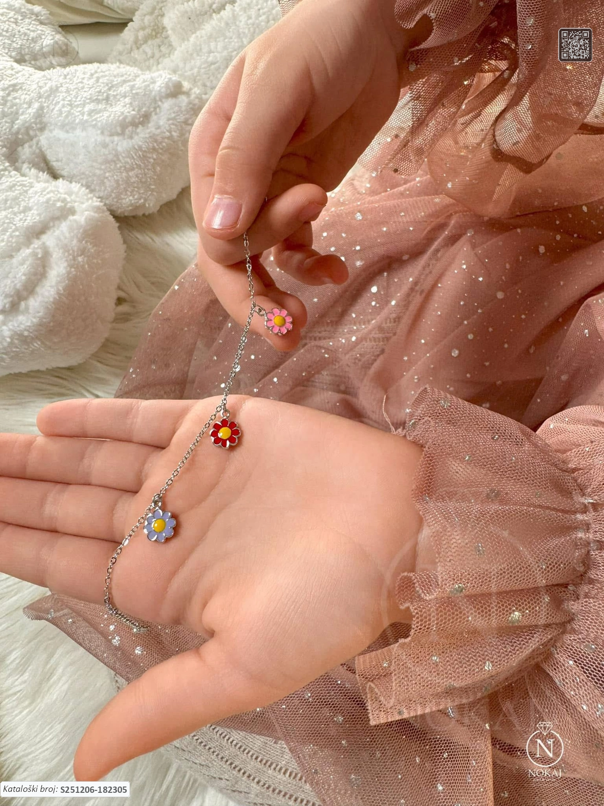 SREBRNA DJEČJA NARUKVICA - CVIJET (S251206-182305) - Slika 2