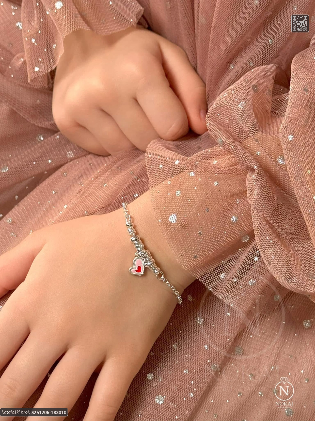 SREBRNA DJEČJA NARUKVICA - SRCE (S251206-183010)
