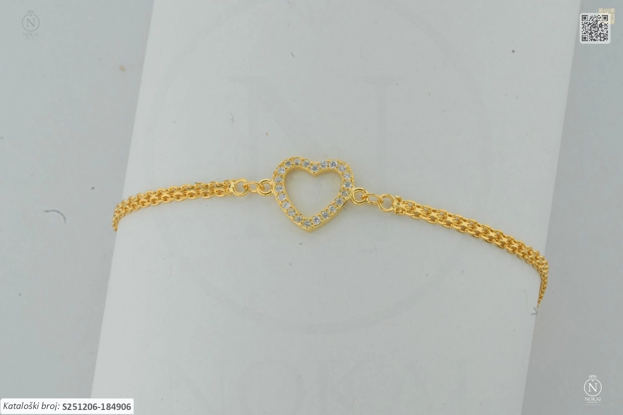 SREBRNA NARUKVICA S CIRKONIMA - SRCE (S251206-184906)