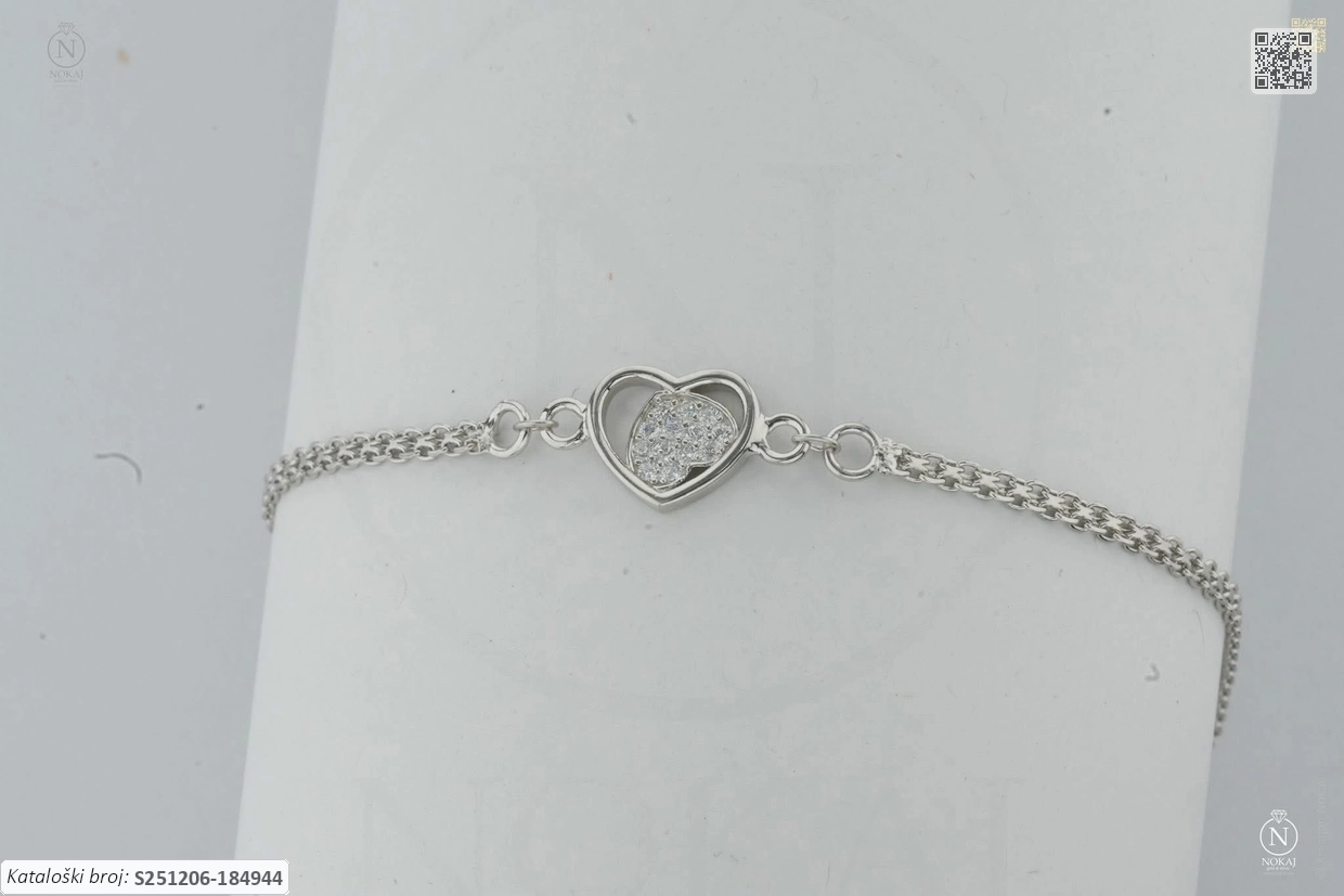 SREBRNA NARUKVICA S CIRKONIMA - SRCE (S251206-184944)