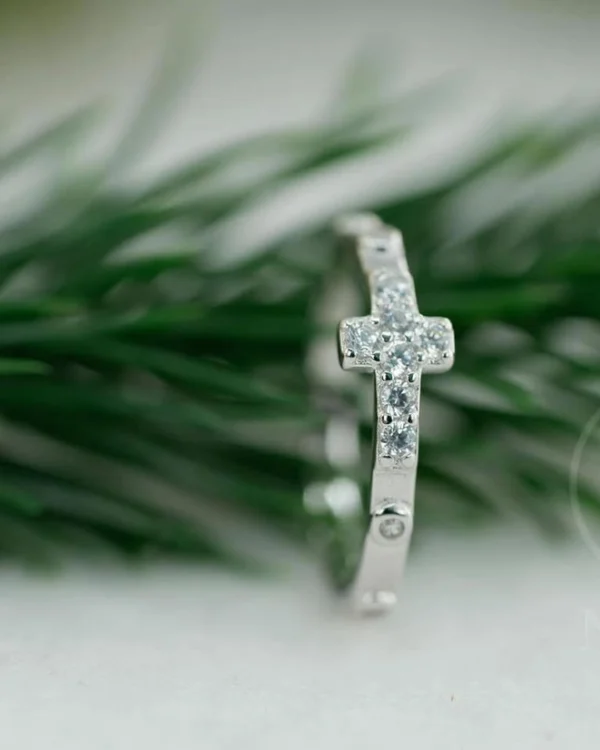 SREBRNI PRSTEN S CIRKONIMA - KRIŽ (S251207-180540)