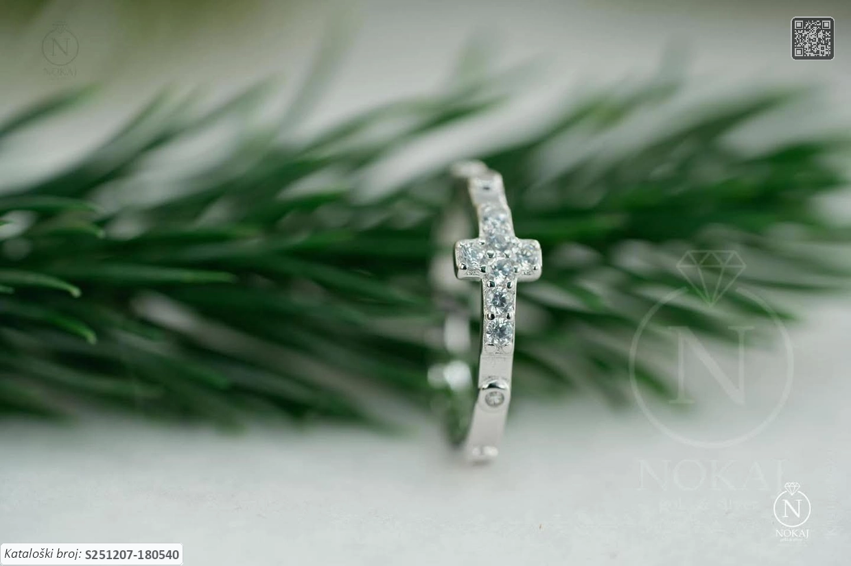 SREBRNI PRSTEN S CIRKONIMA - KRIŽ (S251207-180540)