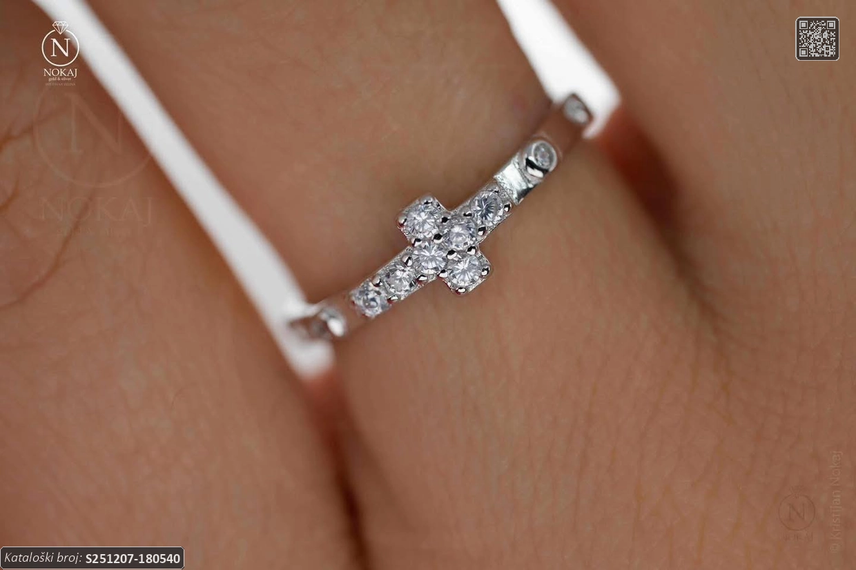 SREBRNI PRSTEN S CIRKONIMA - KRIŽ (S251207-180540) - Slika 2