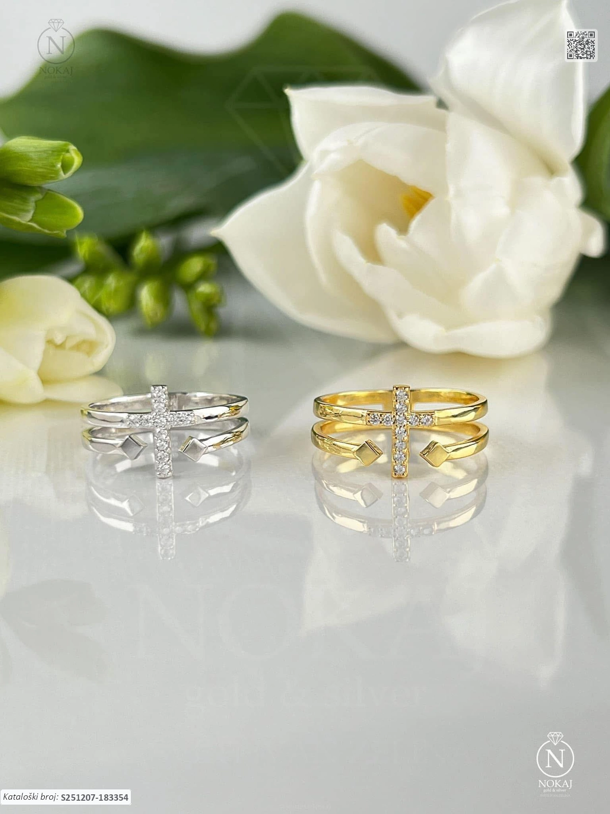 SREBRNI PRSTEN S CIRKONIMA - KRIŽ (S251207-183354) - Slika 2