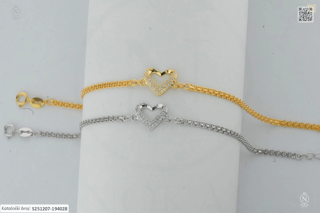 SREBRNA NARUKVICA S CIRKONIMA - SRCE (S251207-194028)