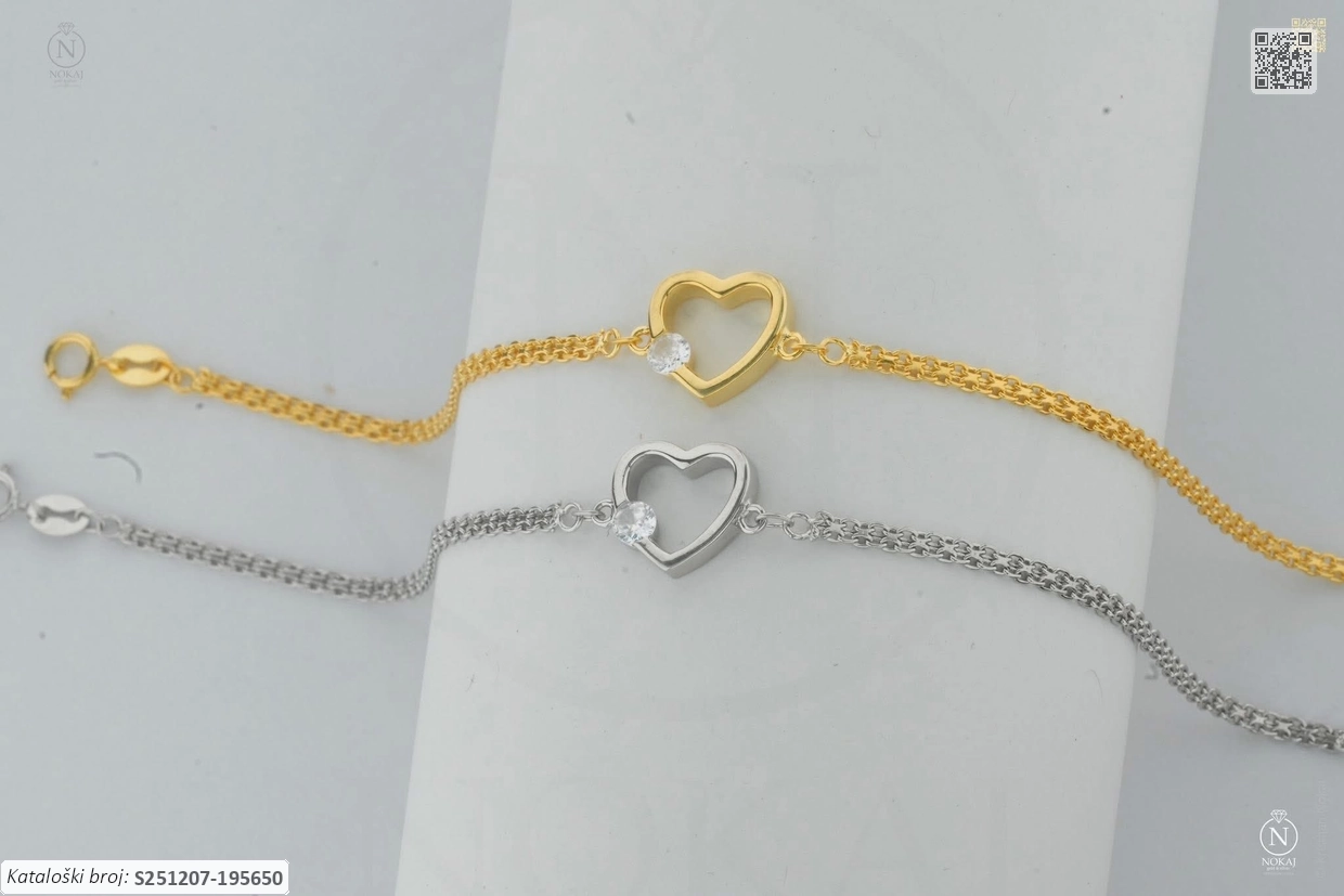 SREBRNA NARUKVICA S CIRKONIMA - SRCE (S251207-195650)