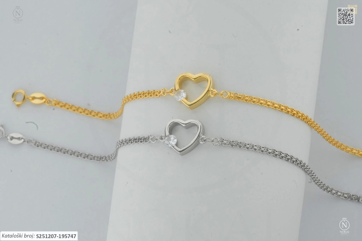 SREBRNA NARUKVICA S CIRKONIMA - SRCE (S251207-195747)