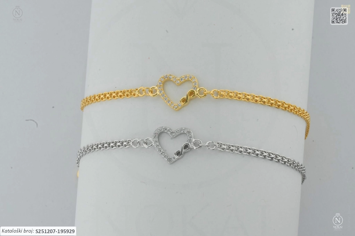 SREBRNA NARUKVICA S CIRKONIMA - SRCE (S251207-195929)