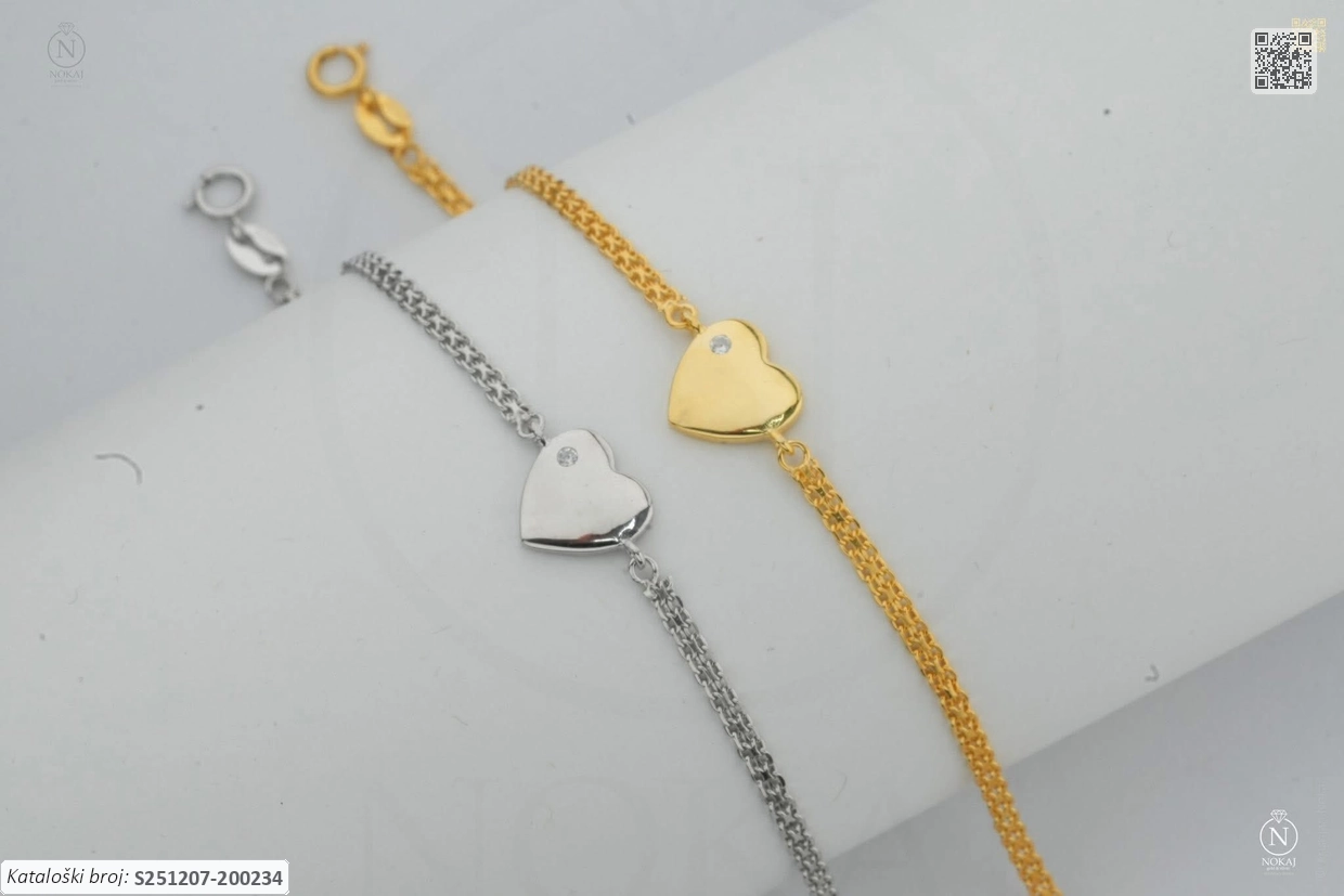 SREBRNA NARUKVICA S CIRKONIMA - SRCE (S251207-200234)