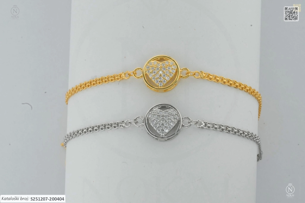 SREBRNA NARUKVICA S CIRKONIMA - SRCE (S251207-200404)