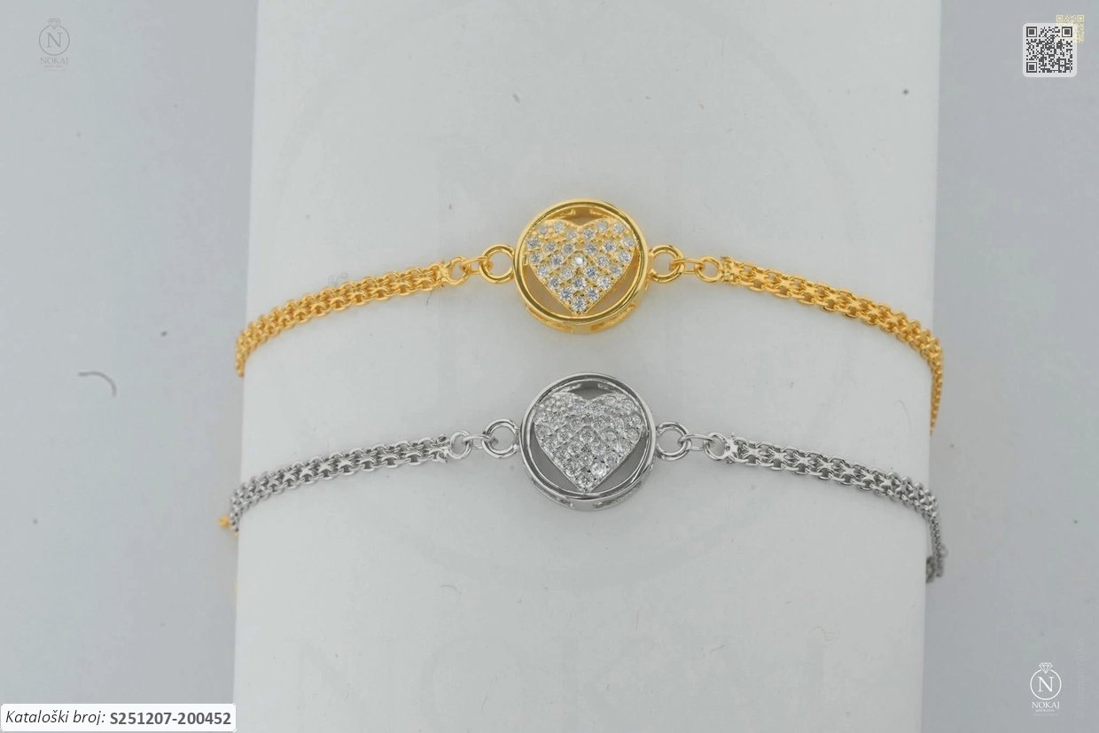 SREBRNA NARUKVICA S CIRKONIMA - SRCE (S251207-200452)