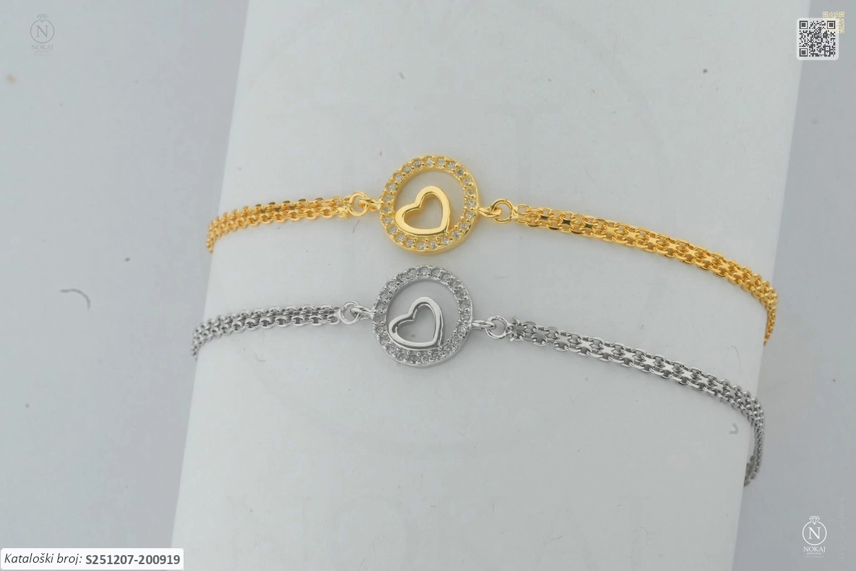 SREBRNA NARUKVICA S CIRKONIMA - SRCE (S251207-200919)