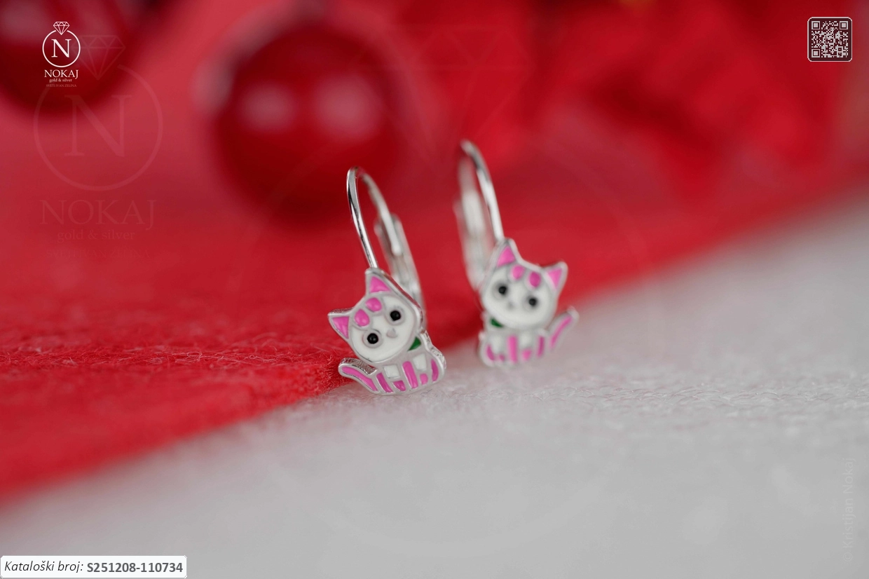 SREBRNE DJEČJE NAUŠNICE - MAČKA (S251208-110734)