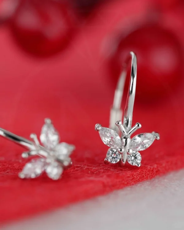 SREBRNE DJEČJE NAUŠNICE S CIRKONIMA - LEPTIR (S251208-111240)