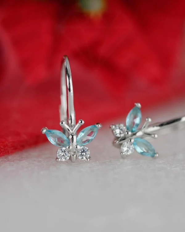 SREBRNE DJEČJE NAUŠNICE S CIRKONIMA - LEPTIR (S251208-111422)