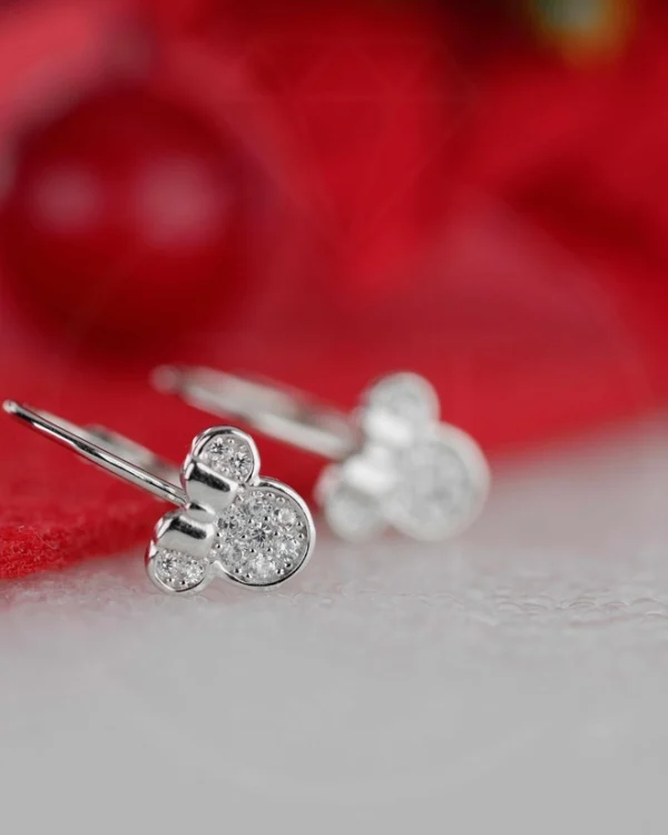 SREBRNE DJEČJE NAUŠNICE S CIRKONIMA - STILIZIRANI MOTIV (S251208-111518)