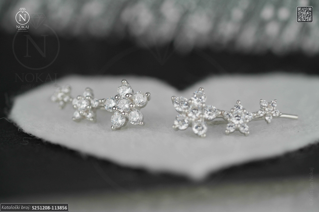 SREBRNE NAUŠNICE S CIRKONIMA - CVIJET (S251208-113856) - Slika 2