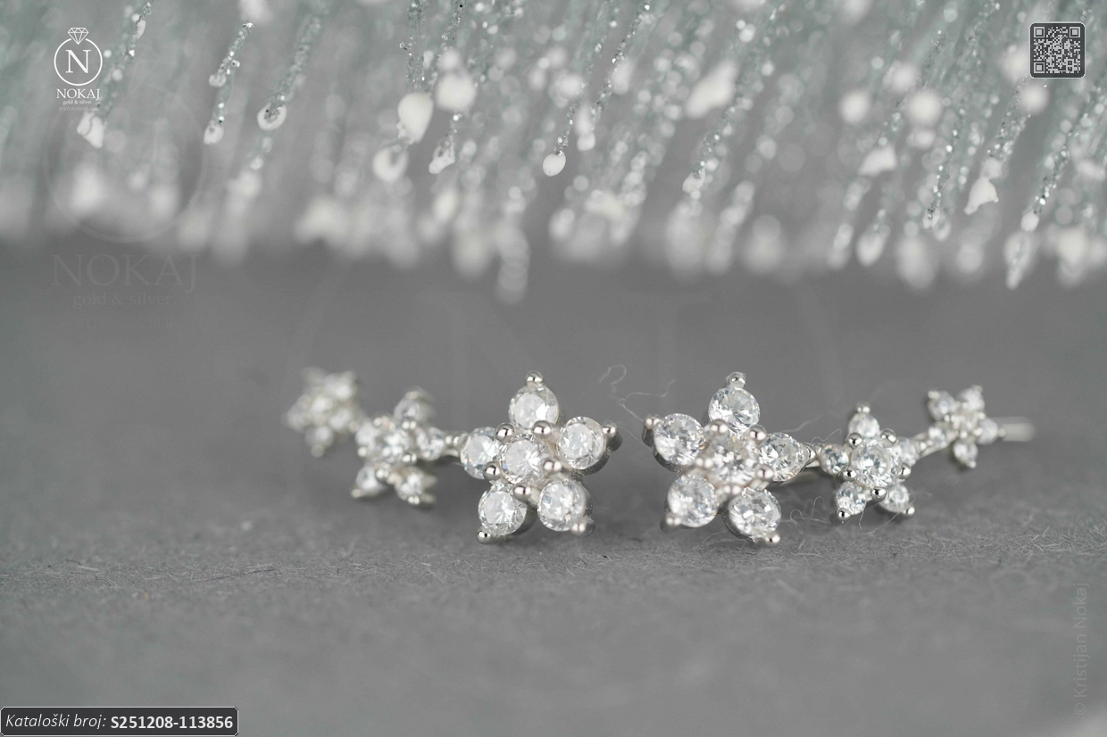 SREBRNE NAUŠNICE S CIRKONIMA - CVIJET (S251208-113856) - Slika 3