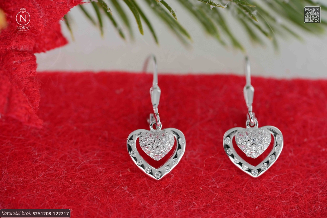 SREBRNE NAUŠNICE S CIRKONIMA - SRCE (S251208-122217)