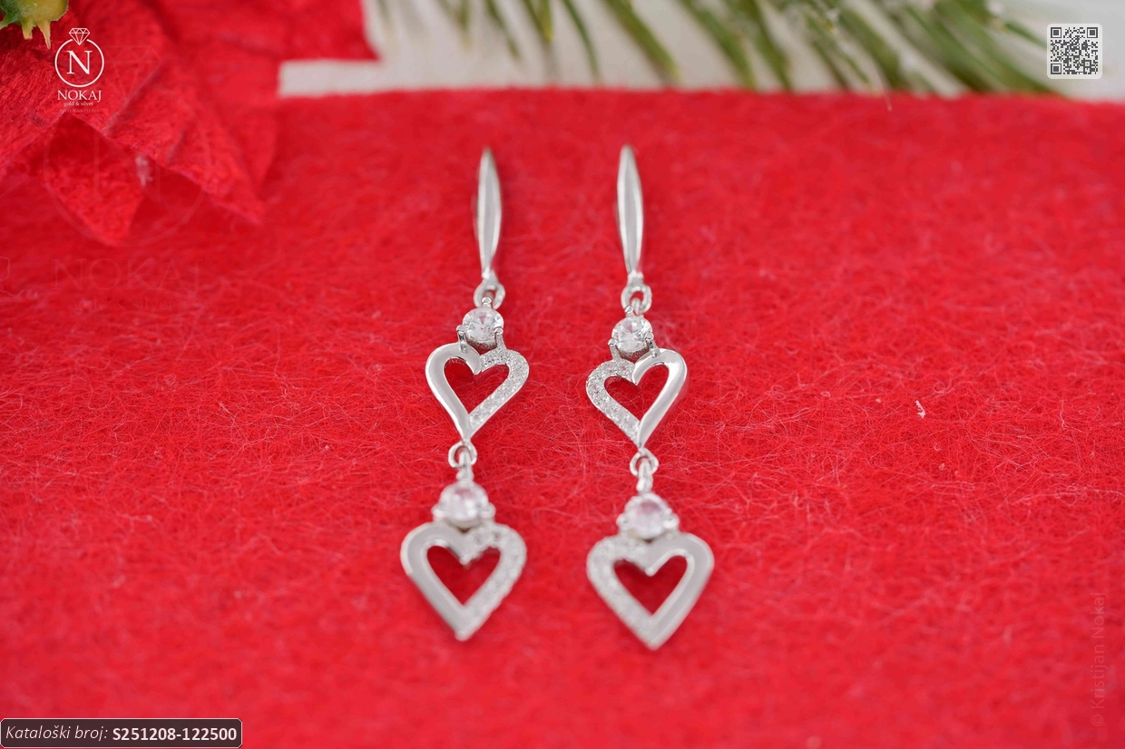 SREBRNE NAUŠNICE S CIRKONIMA - SRCE (S251208-122500)