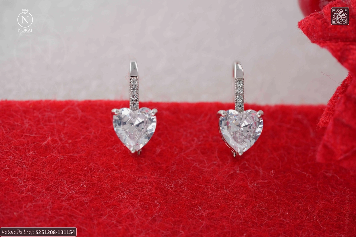 SREBRNE NAUŠNICE S CIRKONIMA - SRCE (S251208-131154)