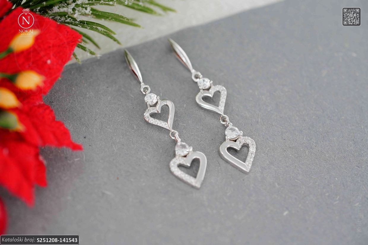 SREBRNE NAUŠNICE S CIRKONOM - SRCE (S251208-141543)