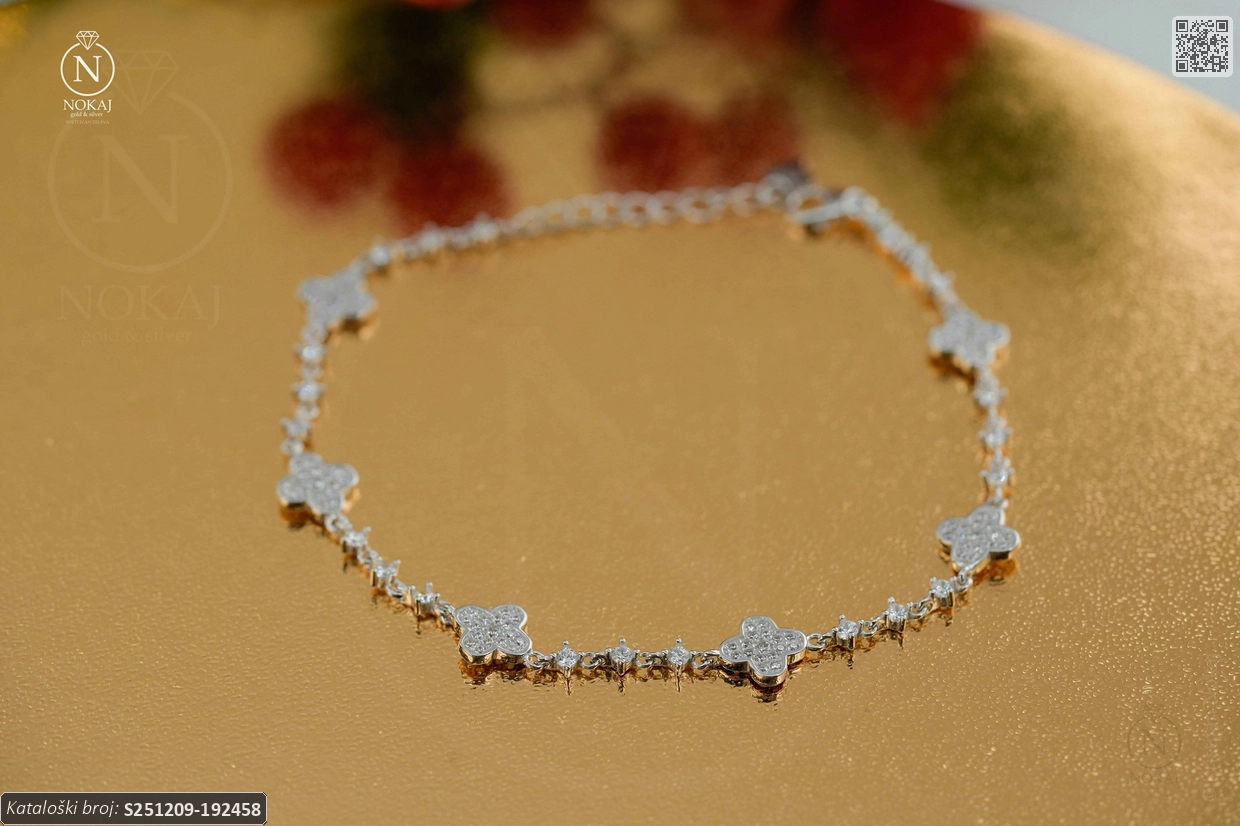 SREBRNA NARUKVICA S CIRKONIMA - DJETELINA (S251209-192458) - Slika 2